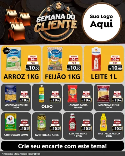 Modelo de Rede Social para Feed Instagram com o tema Semana do Cliente para Supermercado
