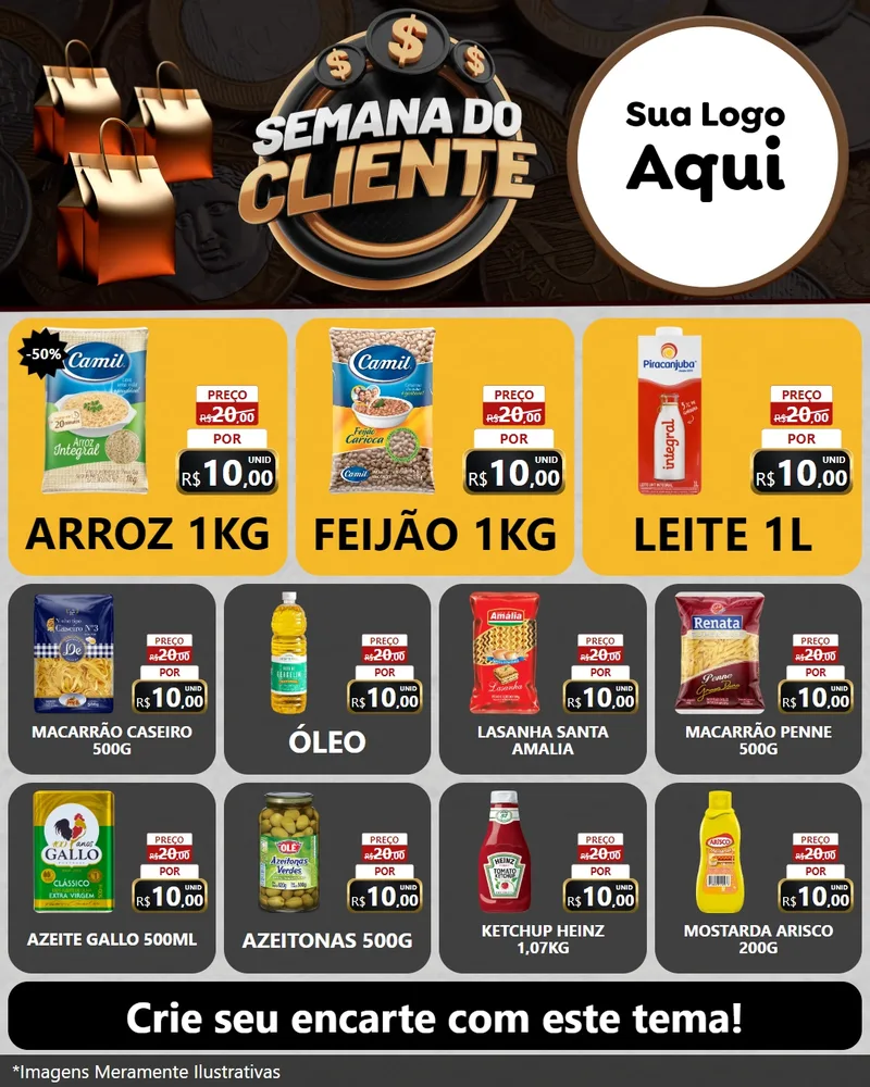 Modelo de Rede Social para Feed Instagram com o tema Semana do Cliente para Supermercado