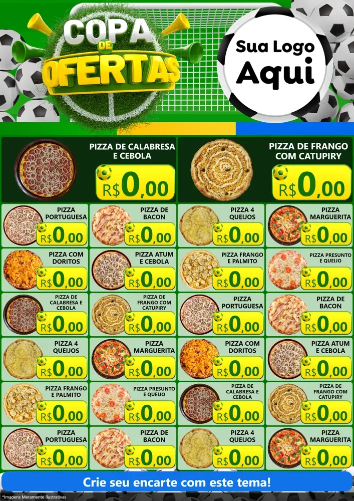 Modelo de Encarte para Encarte A4 Vertical com o tema Copa De Ofertas para Pizzaria