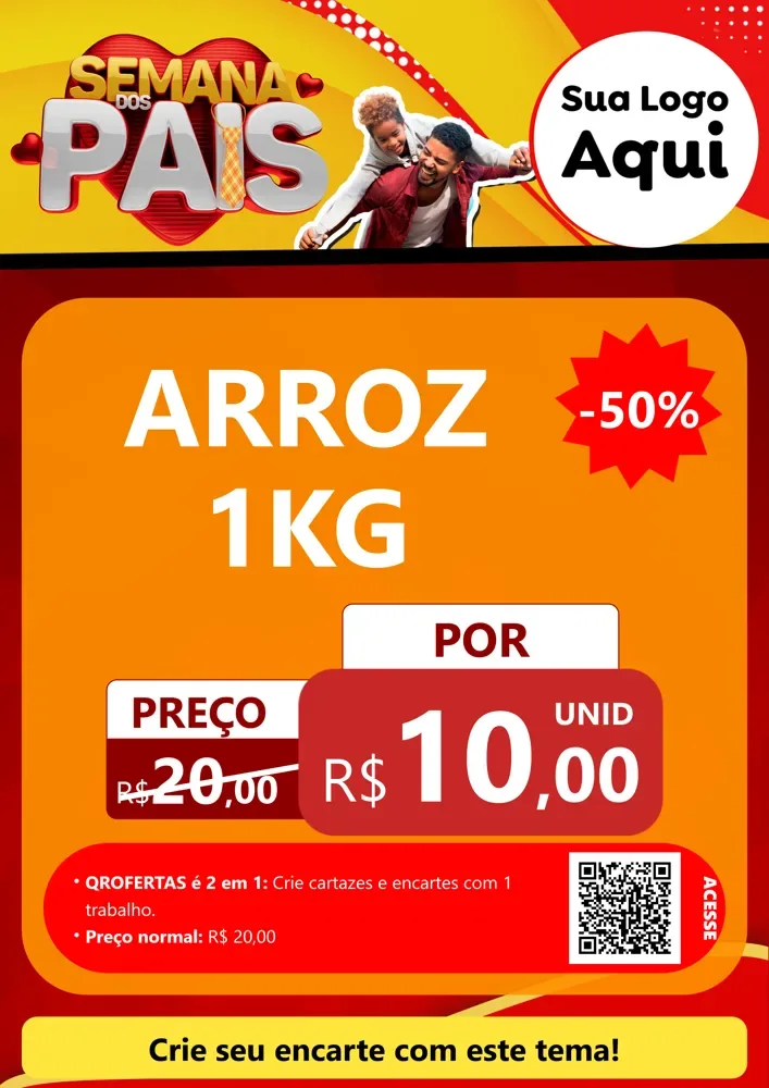 Modelo de Cartaz para Cartaz A4 Vertical com o tema Semana Dos Pais para Supermercado