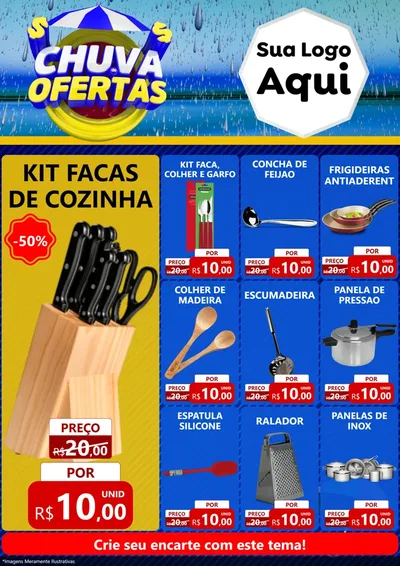 Modelo de Encarte para Encarte A4 Vertical com o tema Chuva de Ofertas para Utilidades Domésticas