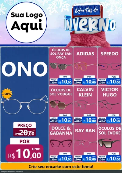 Modelo de Encarte para Encarte A4 Vertical com o tema Ofertas de Inverno para Óticas
