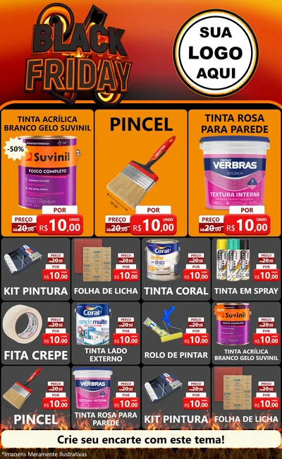 Modelo de Encarte para Encarte Grande com o tema Black Friday para Tintas e Ferramentas