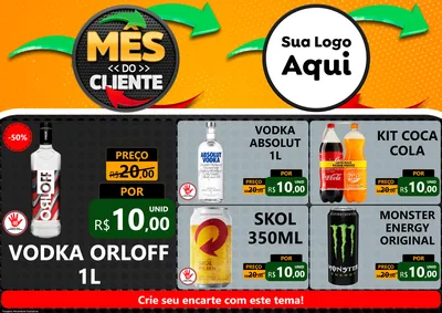 Modelo de Encarte para Encarte A4 Horizontal com o tema Mês do Cliente para Distribuidora de bebidas
