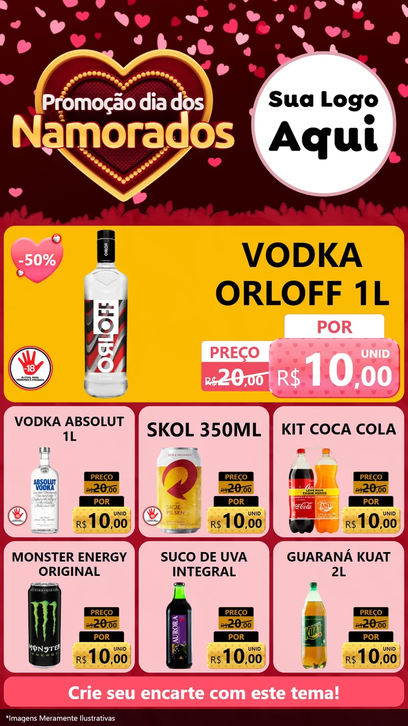 Modelo de Rede Social para Stories com o tema Promoção Dia Dos Namorados para Distribuidora de bebidas