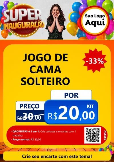 Modelo de Cartaz para Cartaz A4 Vertical com o tema Super Inauguração para Cama, Mesa e Banho