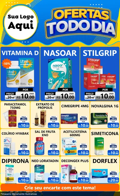Modelo de Encarte para Encarte Grande com o tema Ofertas Todo Dia para Farmácia