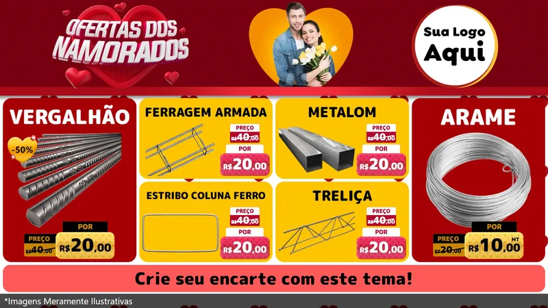 Modelo de TV para TV Horizontal com o tema Ofertas Dos Namorados para Ferragens
