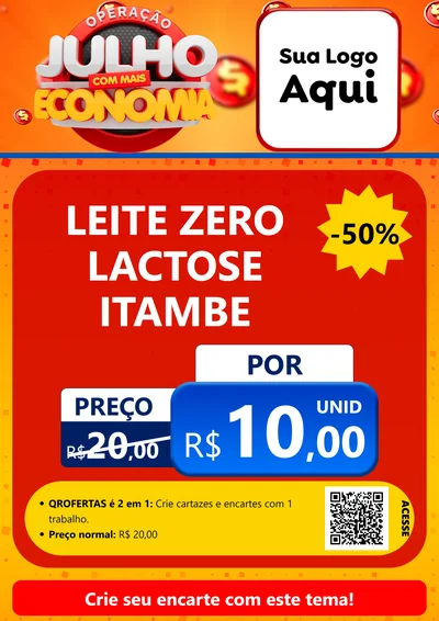 Modelo de Cartaz para Cartaz A4 Vertical com o tema Operação Julho Com Mais Economia para Frios e Laticínios