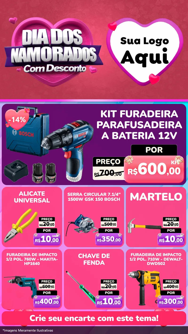 Modelo de Rede Social para Stories com o tema Dia Dos Namorados Com Desconto para Maquinas e Ferramentas