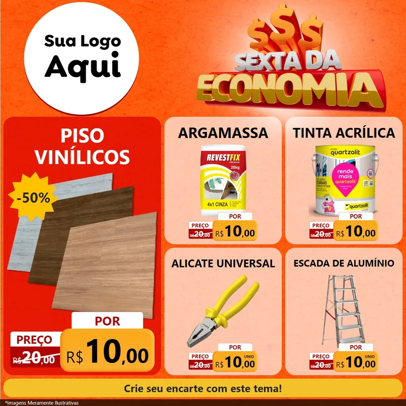 Modelo de Rede Social para Feed Facebook com o tema Sexta da Economia para Material para Construção