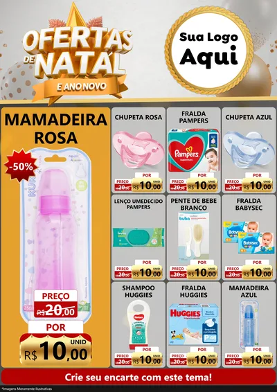 Modelo de Encarte para Encarte A4 Vertical com o tema Ofertas De Natal E Ano Novo para Bebês