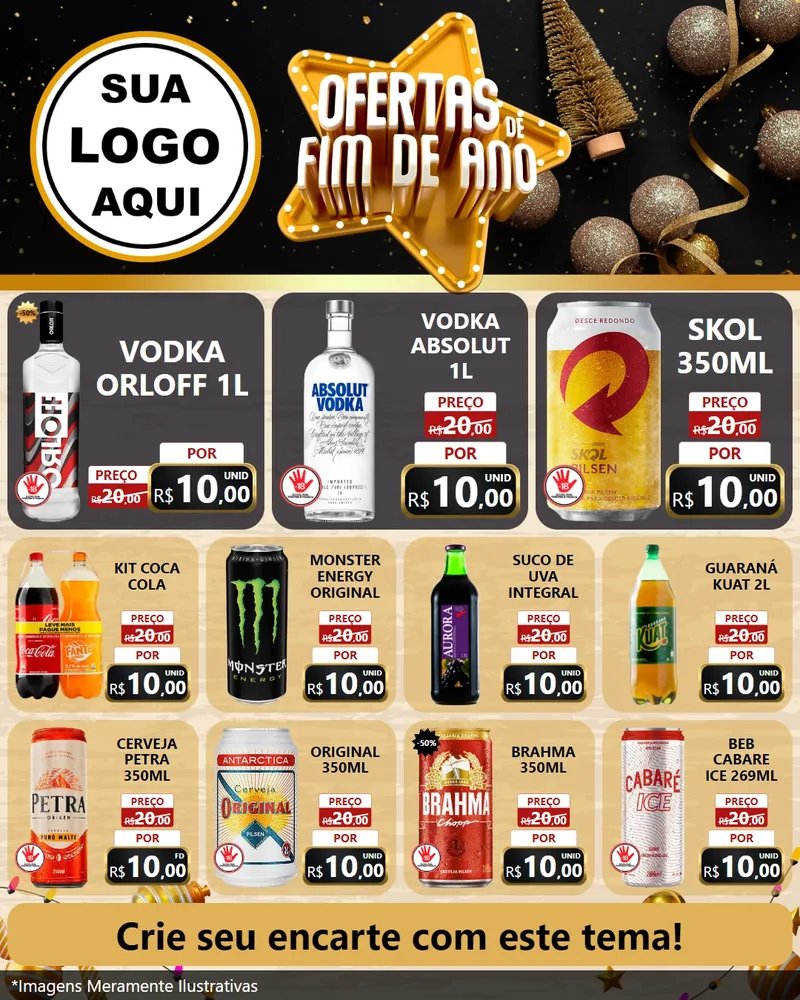 Modelo de Rede Social para Feed Instagram com o tema Ofertas de Fim de Ano para Distribuidora de bebidas