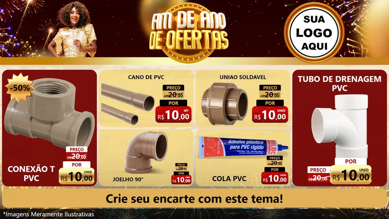 Modelo de TV para TV Horizontal com o tema Fim de Ano de Ofertas para Tubos e conexões