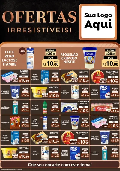 Modelo de Encarte para Encarte A4 Vertical com o tema Ofertas Irresistíveis! para Frios e Laticínios
