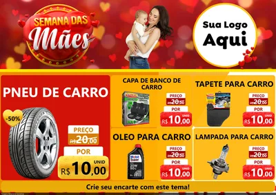 Modelo de Encarte para Encarte A4 Horizontal com o tema Semana das Mães para Auto peças
