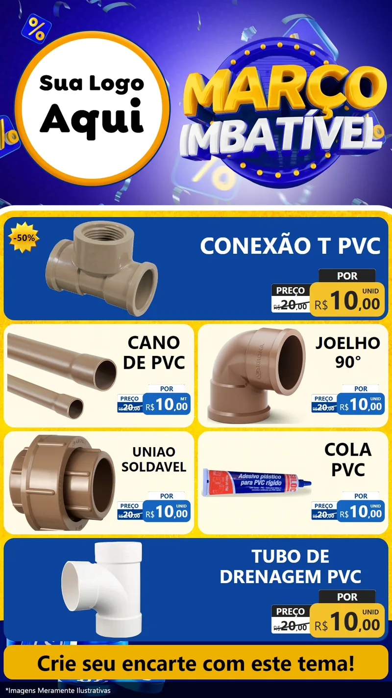 Modelo de TV para TV Vertical com o tema Março Imbatível para Tubos e conexões
