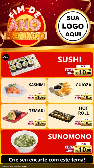 Modelo de TV para TV Vertical com o tema Fim de Ano Premiado para Comida japonesa