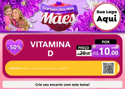 Modelo de Cartaz para Cartaz A4 Horizontal com o tema Sorteio Dia das Mães para Farmácia