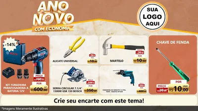 Modelo de TV para TV Horizontal com o tema Ano Novo Com Economia para Maquinas e Ferramentas