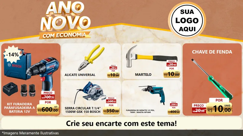 Modelo de TV para TV Horizontal com o tema Ano Novo Com Economia para Maquinas e Ferramentas
