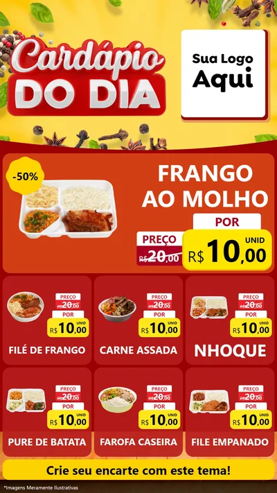 Modelo de Rede Social para Stories com o tema Cardápio do Dia para Restaurante