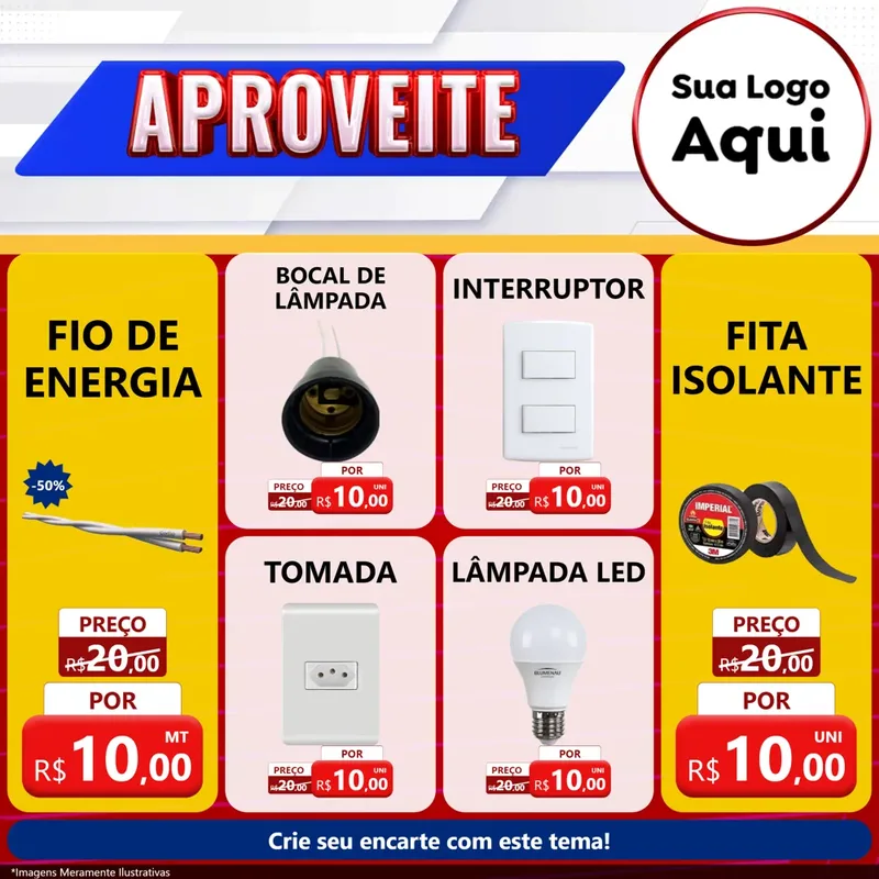 Modelo de Rede Social para Feed Facebook com o tema Aproveite para Materiais Elétricos