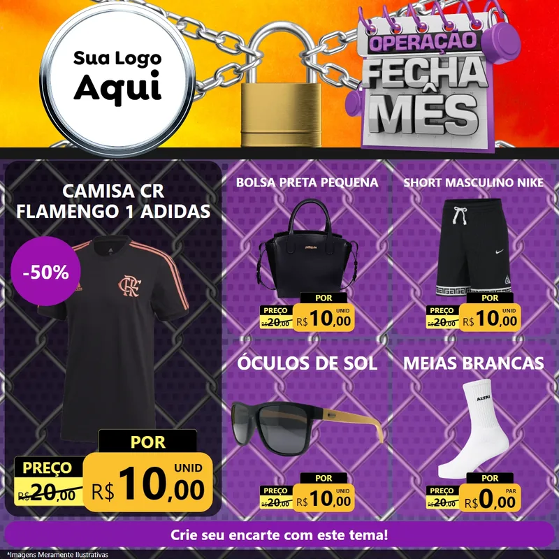 Modelo de Rede Social para Feed Facebook com o tema Operação Fecha Mês para Roupas e acessórios