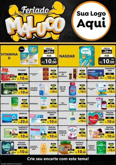 Modelo de Encarte para Encarte A4 Vertical com o tema Feriado Maluco para Farmácia