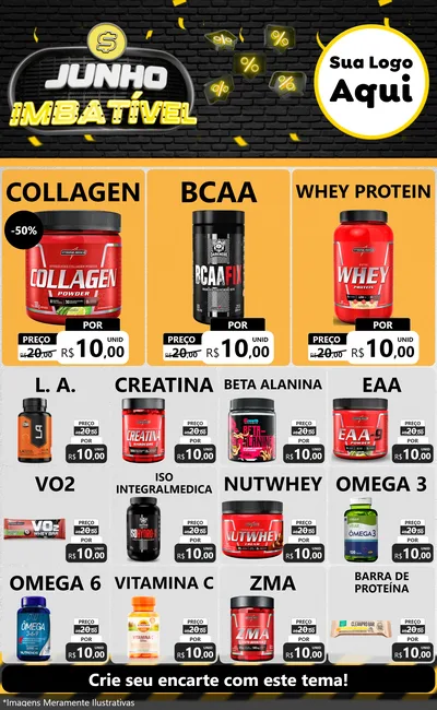 Modelo de Encarte para Encarte Grande com o tema Junho Imbatível para Suplementos alimentares