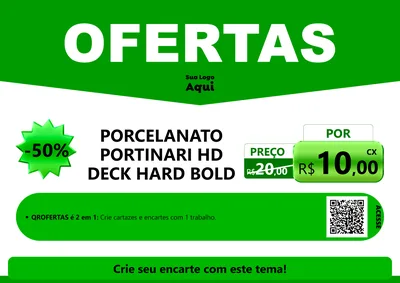 Modelo de Cartaz para Cartaz A4 Horizontal com o tema Ofertas Verde Cartaz para Pisos e revestimentos