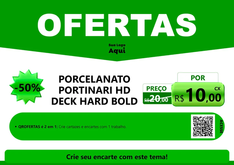 Modelo de Cartaz para Cartaz A4 Horizontal com o tema Ofertas Verde Cartaz para Pisos e revestimentos