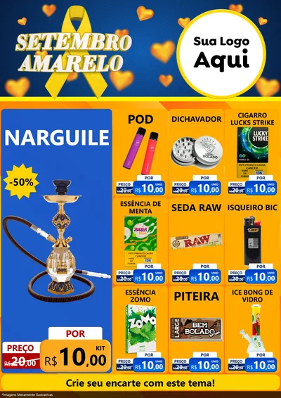 Modelo de Encarte para Encarte A4 Vertical com o tema Setembro Amarelo para Tabacaria