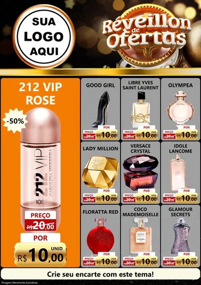 Modelo de Encarte para Encarte A4 Vertical com o tema Réveillon de Ofertas para Perfumes