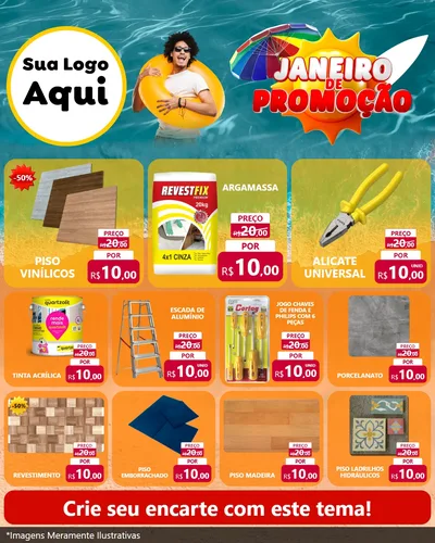 Modelo de Rede Social para Feed Instagram com o tema Janeiro de Promoção para Material para Construção