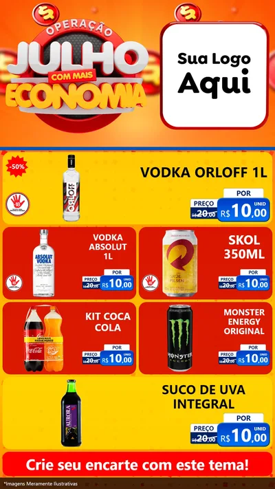 Modelo de TV para TV Vertical com o tema Operação Julho Com Mais Economia para Distribuidora de bebidas