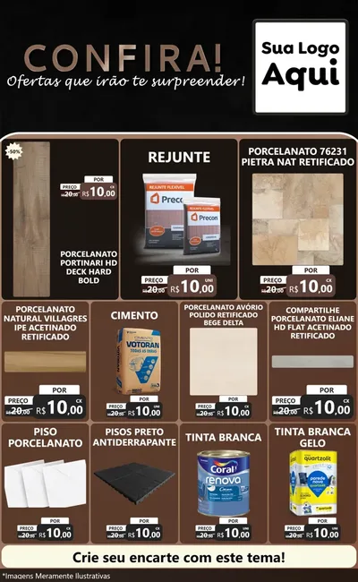 Modelo de Encarte para Encarte Grande com o tema Confira! Ofertas que irão te surpreender! para Pisos e revestimentos