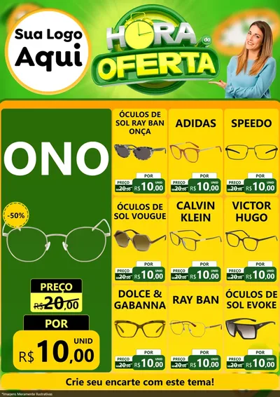 Modelo de Encarte para Encarte A4 Vertical com o tema Hora da Oferta para Óticas
