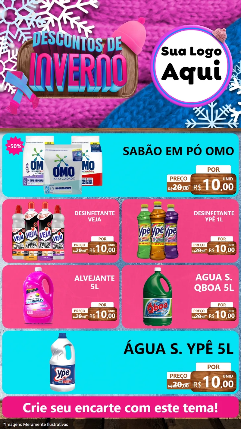 Modelo de TV para TV Vertical com o tema Descontos de Inverno para Produtos de Limpeza