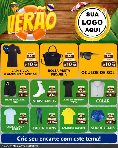 Modelo de Rede Social para Feed Instagram com o tema Verão para Roupas e acessórios