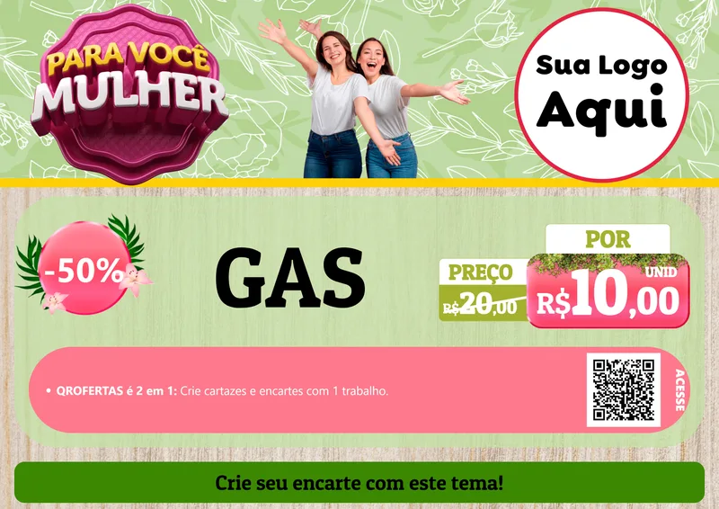 Modelo de Cartaz para Cartaz A4 Horizontal com o tema Para Você Mulher para Água e gás