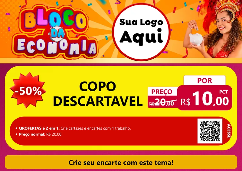 Modelo de Cartaz para Cartaz A4 Horizontal com o tema Bloco da Economia para Embalagens