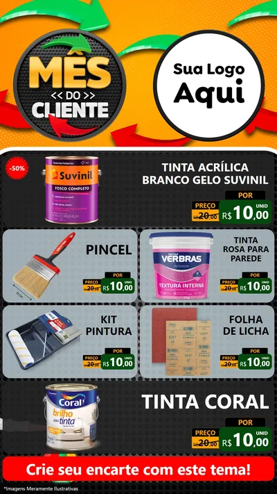 Modelo de TV para TV Vertical com o tema Mês do Cliente para Tintas e Ferramentas