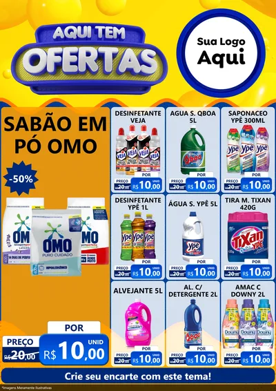 Modelo de Encarte para Encarte A4 Vertical com o tema Aqui Tem Ofertas para Produtos de Limpeza