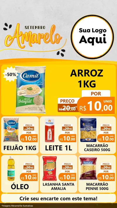 Modelo de Rede Social para Stories com o tema Setembro Amarelo para Supermercado