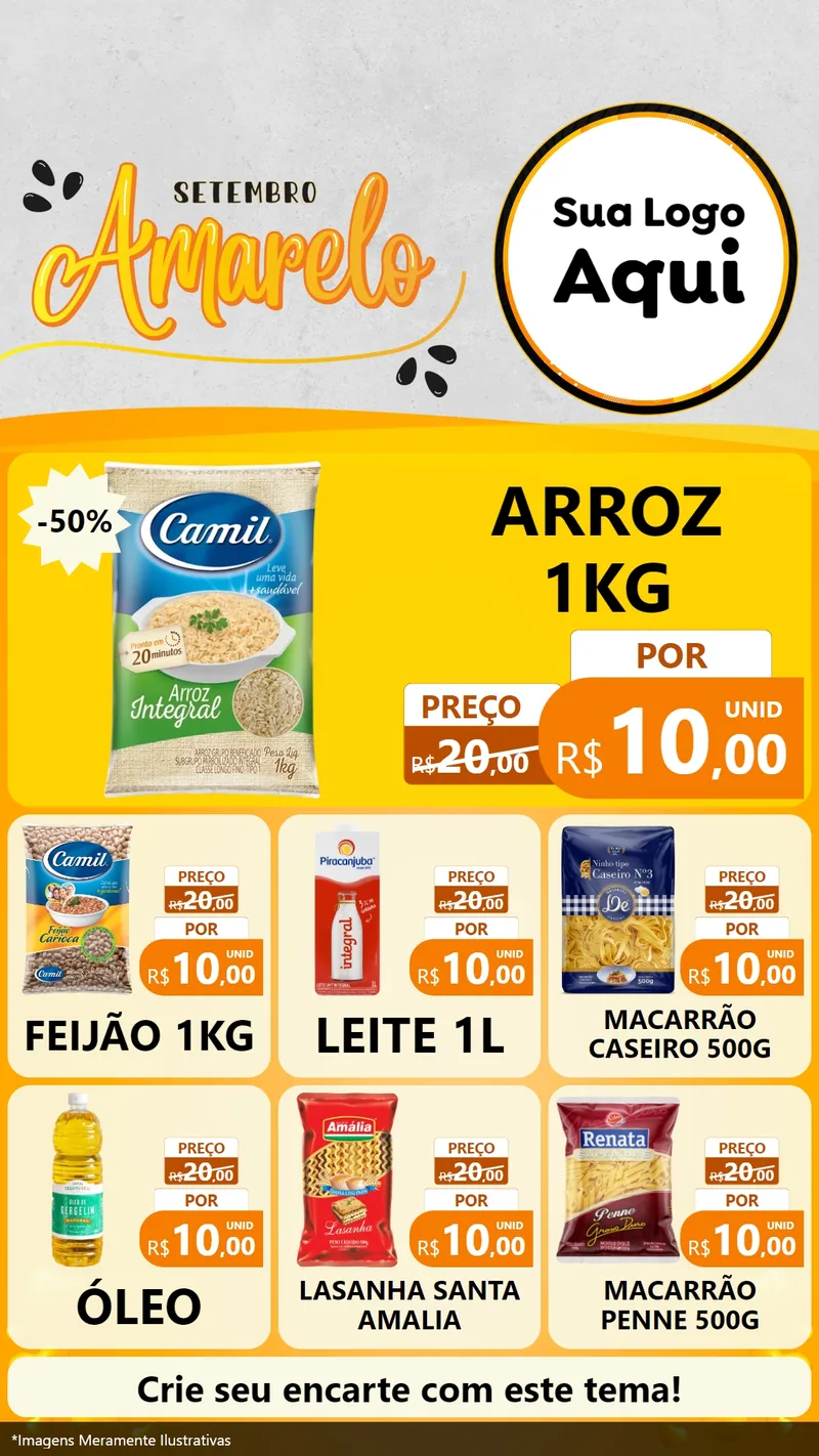 Modelo de Rede Social para Stories com o tema Setembro Amarelo para Supermercado