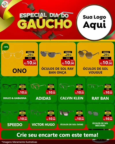 Modelo de Rede Social para Feed Instagram com o tema Especial Dia do Gaúcho para Óticas
