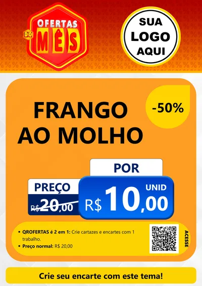 Modelo de Cartaz para Cartaz A4 Vertical com o tema Ofertas do Mês para Restaurante