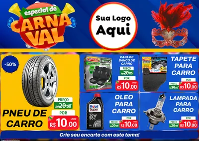 Modelo de Encarte para Encarte A4 Horizontal com o tema Especial de Carnaval para Auto peças