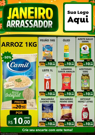 Modelo de Encarte para Encarte A4 Vertical com o tema Janeiro Arrasador para Supermercado